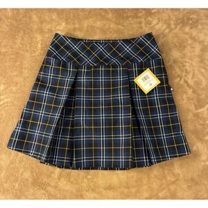 NWT DENNIS Juniors Uniform Plaid Pleated Skirt Skort 9 Blue Black School Preppy